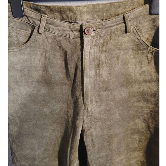 Brandon Thomas Suede Leather Pants Olive Green Women's Size 10 - Picture 3 of 4